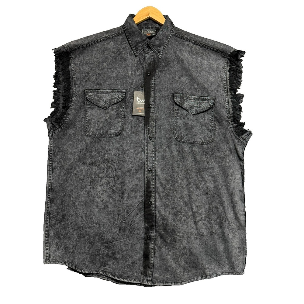 Biker Wear USA Denim Shirt 4XL Sturgis 85th Rally Gray Acid Wash Motorcycle Vest